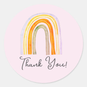 Cute rainbow drawing thank you sticker seals