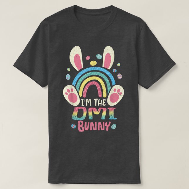 Cute Rainbow Easter Eggs Bunny Ears One Hoppy Omi  T-Shirt (Design Front)