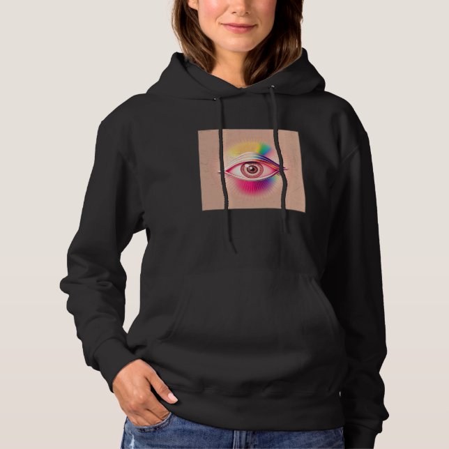 Cute Rainbow Eye Illustration Colorful Tears Uniqu Hoodie (Front)