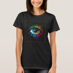 Cute Rainbow Eye Illustration Colorful Tears Uniqu T-Shirt