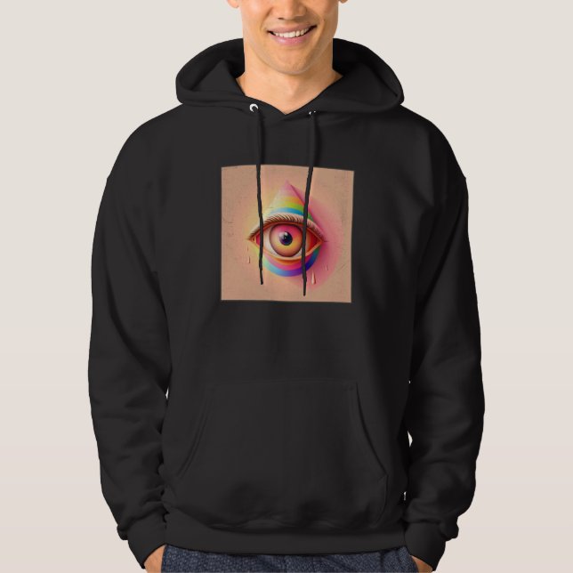 Cute Rainbow Eye Illustration Colourful Tears Uniq Hoodie (Front)