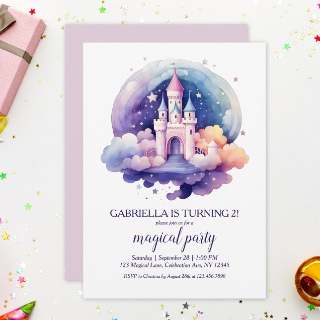 Cute Rainbow Fairytale Castle Girls Birthday Party Invitation (Creator Uploaded)
