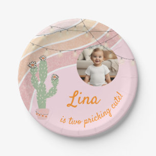 Cute Rainbow Fiesta Second Birthday  Paper Plate