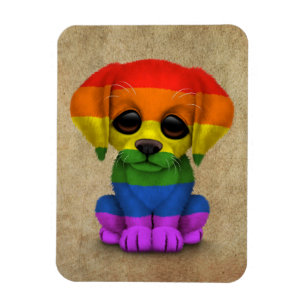 Cute Rainbow Gay Pride Puppy Dog Magnet