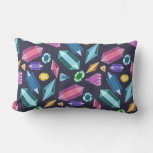Cute Rainbow Gemstones Lumbar Cushion