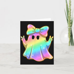 Cute Rainbow Ghost Peace Funny Halloween Kids Card