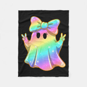 Cute Rainbow Ghost Peace Funny Halloween Kids Fleece Blanket