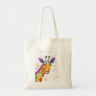 Cute rainbow giraffe watercolor Safari Jungle Tote Bag