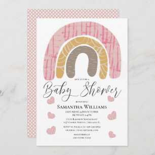 Cute Rainbow girl Baby Shower  Invitation