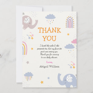 Cute Rainbow Girls Baby Shower Thank You cards