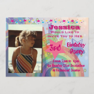 Cute Rainbow Girls Birthday Invitations