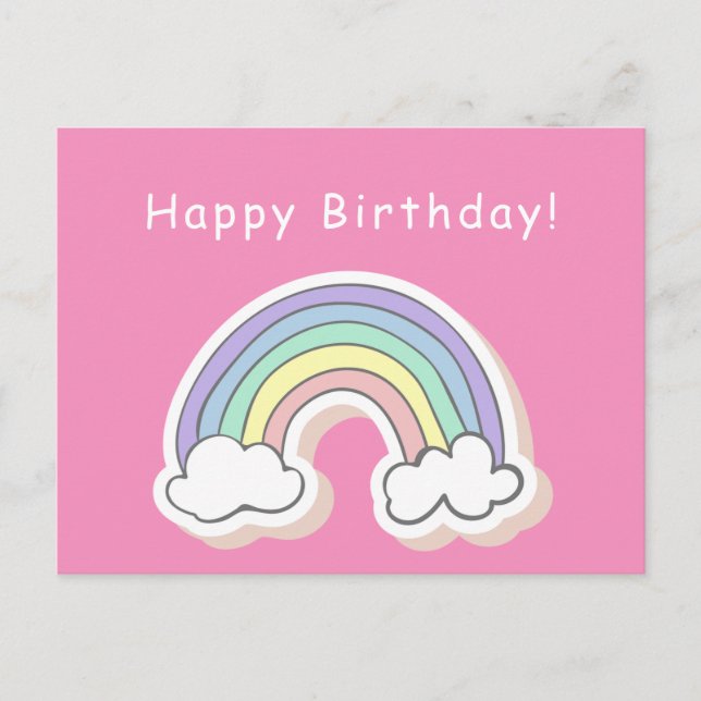 Cute Rainbow - Girls Birthday Postcard (Front)