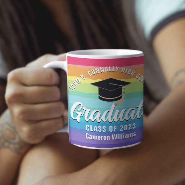 Cute Rainbow Graduate Custom LGBTQ Graduation Coffee Mug (Creator Uploaded)