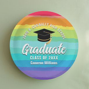 Cute Rainbow Graduate LGBTQ Graduation Party Paper Plate