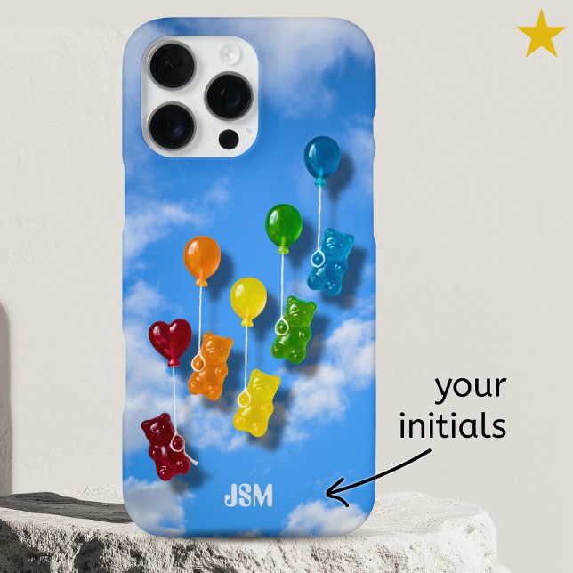 Cute Rainbow Gummy Bear Balloon Custom Name  iPhone Case (Creator Uploaded)