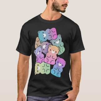 Cute Rainbow Gummy Bear Design Kawaii Aesthetic Te T-Shirt