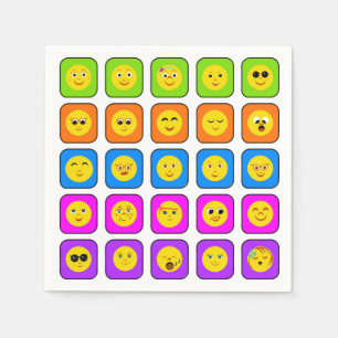 Cute Rainbow Happy Face Emoticons Pattern Napkin