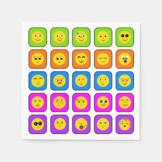 Cute Rainbow Happy Face Emoticons Pattern Napkin