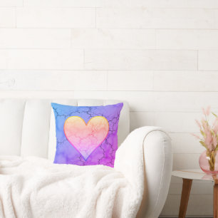 Cute Rainbow Heart Marble Cushion