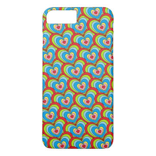 Cute Rainbow Hearts All Over Pattern Fun iPhone 8 Plus/7 Plus Case