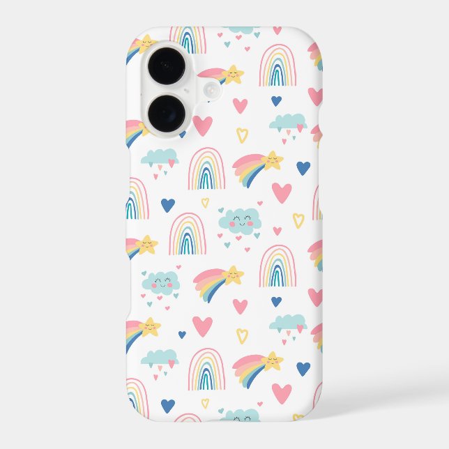 Cute Rainbow Hearts & Clouds Pattern Samsung Galaxy S21 Case (Back)