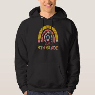 Cute Rainbow Hello 4th Grade Teacher First Day Of  Hoodie