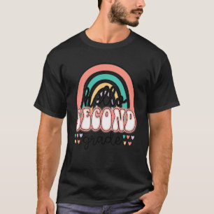 Cute Rainbow Hello Second Grade Happy Back To Scho T-Shirt