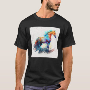 Cute Rainbow Horse Paint Splatter Illustration Col T-Shirt