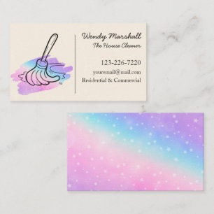 Cute Rainbow House Cleaning Services Business Card
