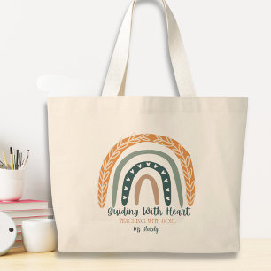 Cute Rainbow Inspirational Teacher Appreciation Large Tote Bag