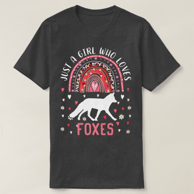 Cute Rainbow Just A Girl Who Loves Foxes LeopardT- T-Shirt (Design Front)