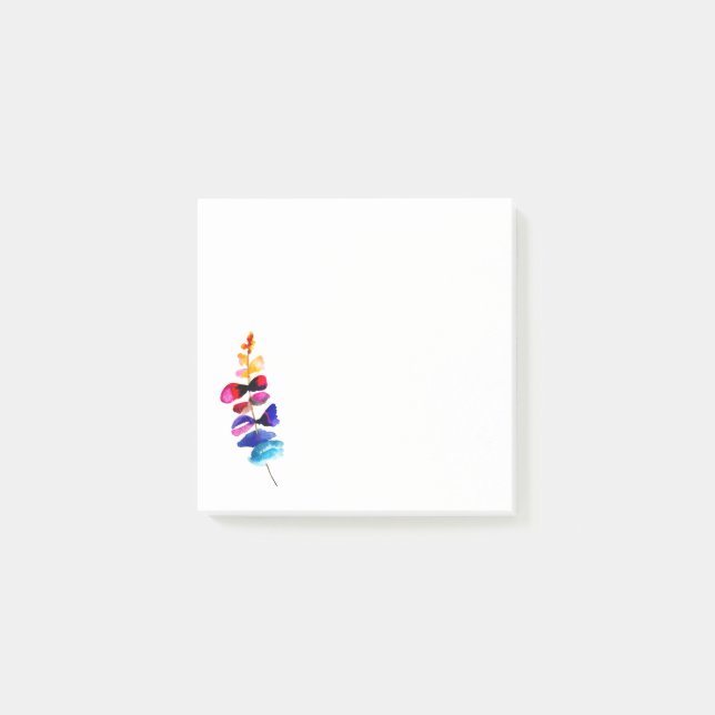 Cute rainbow leaves watercolor post-it notes (Front)