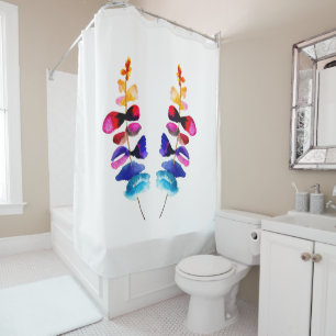 Cute rainbow leaves watercolor shower curtain