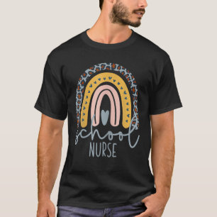 Cute Rainbow Leopard Print School Nurse Back To Sc T-Shirt