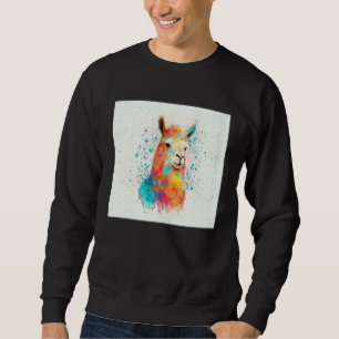 Cute Rainbow Llama Paint Splatter Illustration Col Sweatshirt