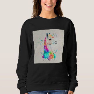 Cute Rainbow Llama Paint Splatter Illustration Col Sweatshirt