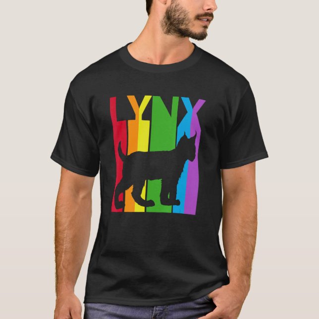 Cute Rainbow Lynx Cat Animal T-Shirt (Front)
