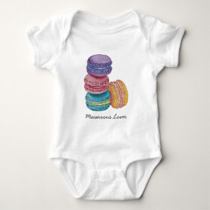 Cute Rainbow Macaroons In Watercolor  Baby Bodysuit