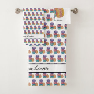 Cute Rainbow Macaroons In Watercolor Bath Towel Set