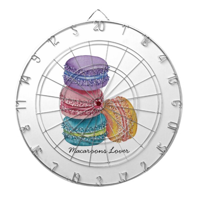 Cute Rainbow Macaroons In Watercolor  Dartboard (Front)