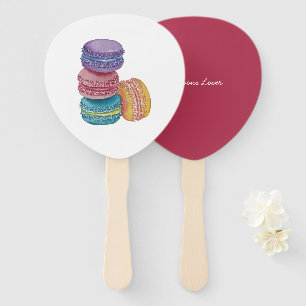 Cute Rainbow Macaroons In Watercolor Hand Fan