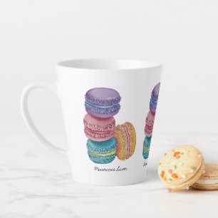 Cute Rainbow Macaroons In Watercolor Latte Mug