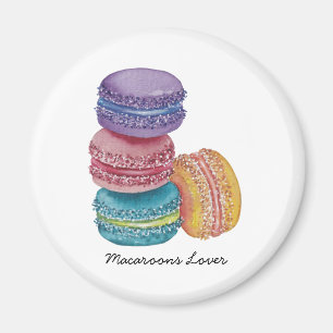 Cute Rainbow Macaroons In Watercolor Magnet