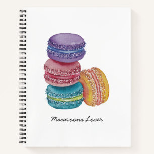 Cute Rainbow Macaroons In Watercolor Notebook