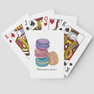 Cute Rainbow Macaroons In Watercolor Playing Cards