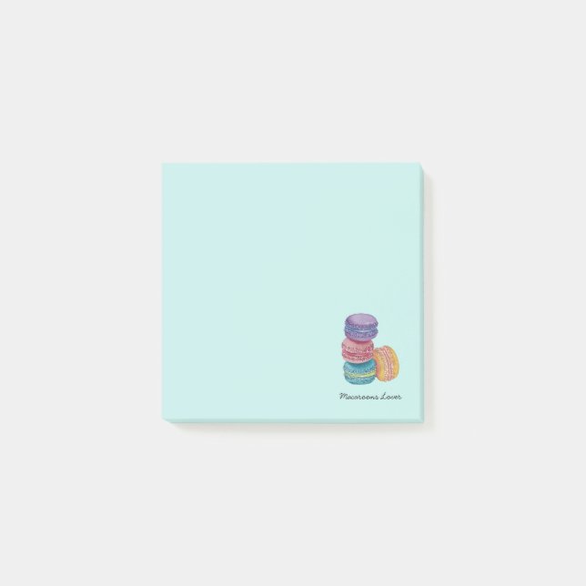 Cute Rainbow Macaroons In Watercolor Post-it Notes (Front)