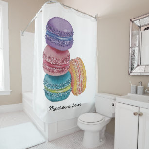 Cute Rainbow Macaroons In Watercolor Shower Curtain