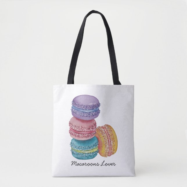Cute Rainbow Macaroons In Watercolor  Tote Bag (Front)