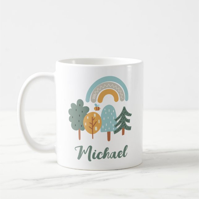 Cute Rainbow Magic Forest Coffee Mug (Left)