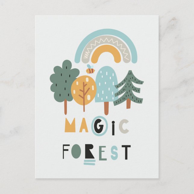 Cute Rainbow Magic Forest Postcard (Front)